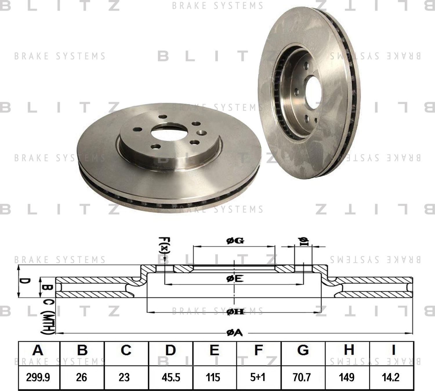 Диск тормозной передний CHEVROLET Cruze/Orlando 09,OPEL Ast (Blitz). Артикул BS0311
