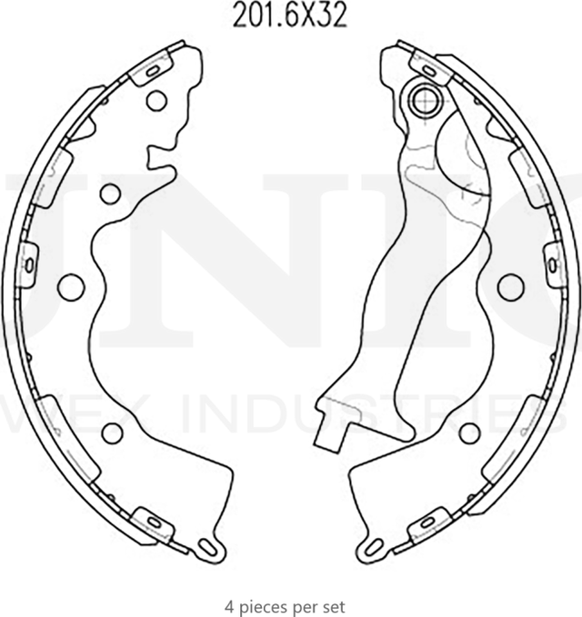 Колодки тормозные барабанные, комплект (Unio). Артикул BRP-10058