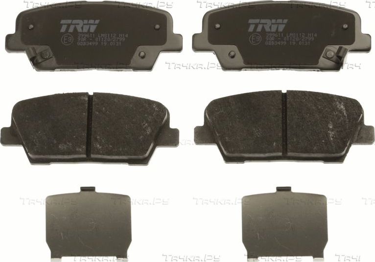 Тормозные колодки TRW COTEC задние для Hyundai Santa Fe II 2006-2013. Артикул GDB3499