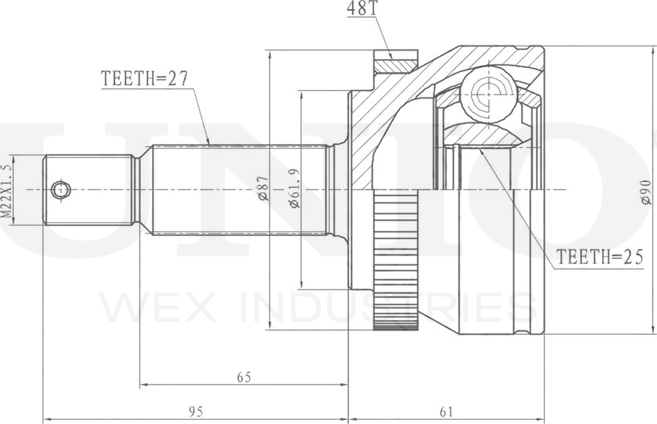 ШРУС наружный (Unio). Артикул CVJ-20044