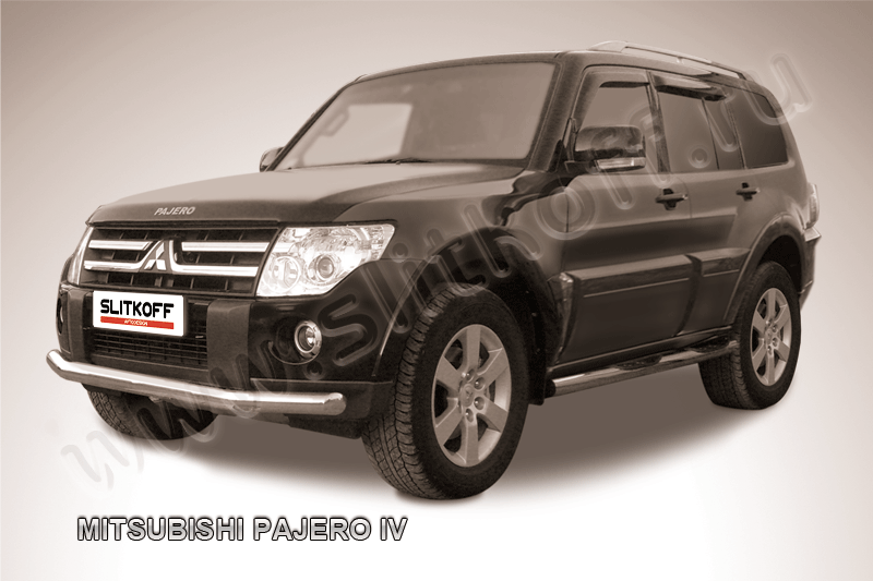 Защита Slitkoff переднего бампера d76 для Mitsubishi Pajero IV 2006-2011. Артикул MPJ010