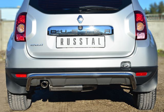 Защита RusStal заднего бампера d42 волна короткая для Renault Duster 4WD I 2010-2020. Артикул RD4Z-001544