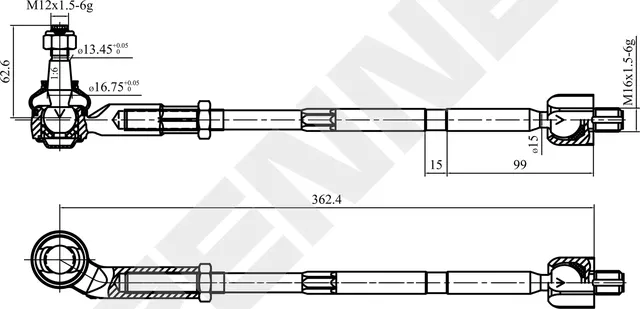 Тяга рулевая с наконечником левая VW GOLF, AUDI A3 (Zennek). Артикул DRA0002