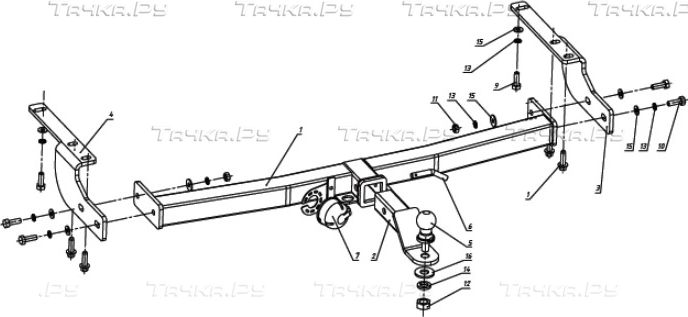 Фаркоп Bizon для Lexus RX II 300,350,400 2003-2009 с накладкой из нержавеющей стали. Быстросъемный крюк. Артикул FA 1010-E(N)
