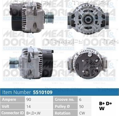 Генератор Meat & Doria для Mercedes-Benz Sprinter 904 2000-2006. Артикул 5510109