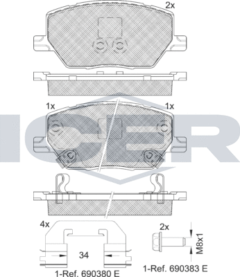 Тормозные колодки Icer. Артикул 182243
