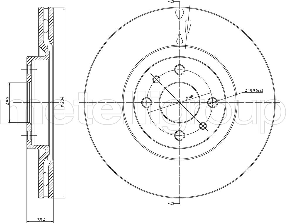 Тормозной диск Metelli. Артикул 23-0298C