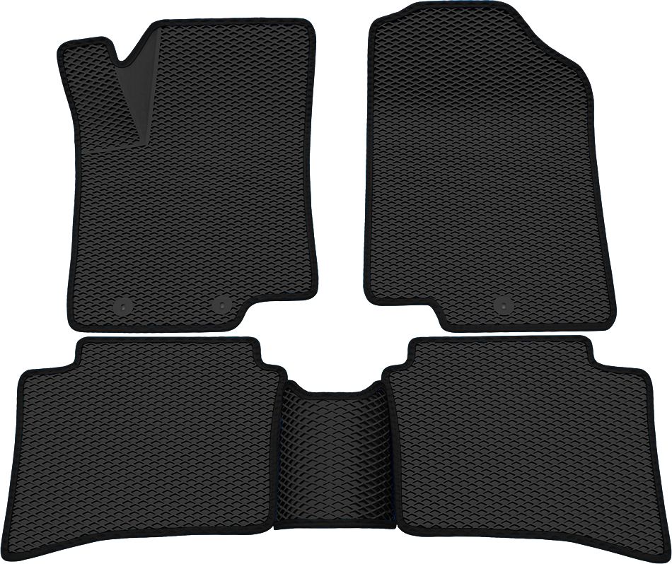 Коврики Rezkon 3D EVA Ромб резиновые для салона Kia Rio III 2011-2017 Черный кант. Артикул 9221020201