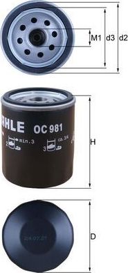 Масляный фильтр Mahle. Артикул OC 981