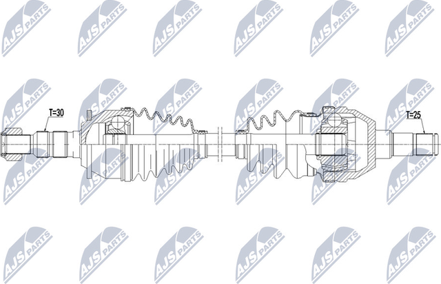 Полуось (привод в сборе, приводной вал) NTY передняя правая для Opel Astra J 2009-2017. Артикул NPW-PL-075