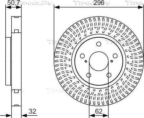 Тормозной диск Bosch передний левый для Lexus GS III 2005-2011. Артикул 0 986 479 T38