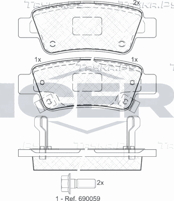Тормозные колодки Icer задние для Honda CR-V IV 2012-2018. Артикул 181888