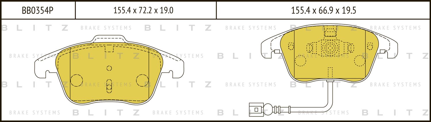 Колодки тормозные VW TIGUAN 07- перед. (Blitz). Артикул BB0354P