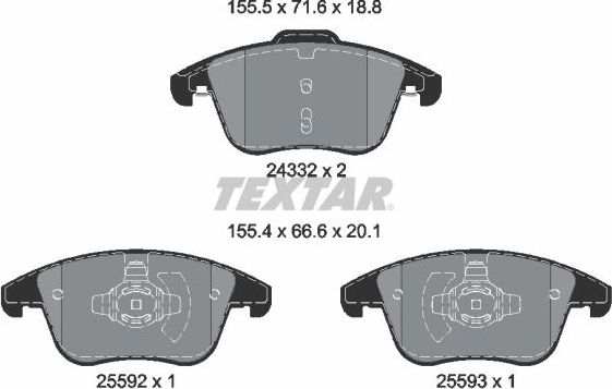 Тормозные колодки Textar Q+. Артикул 2433205