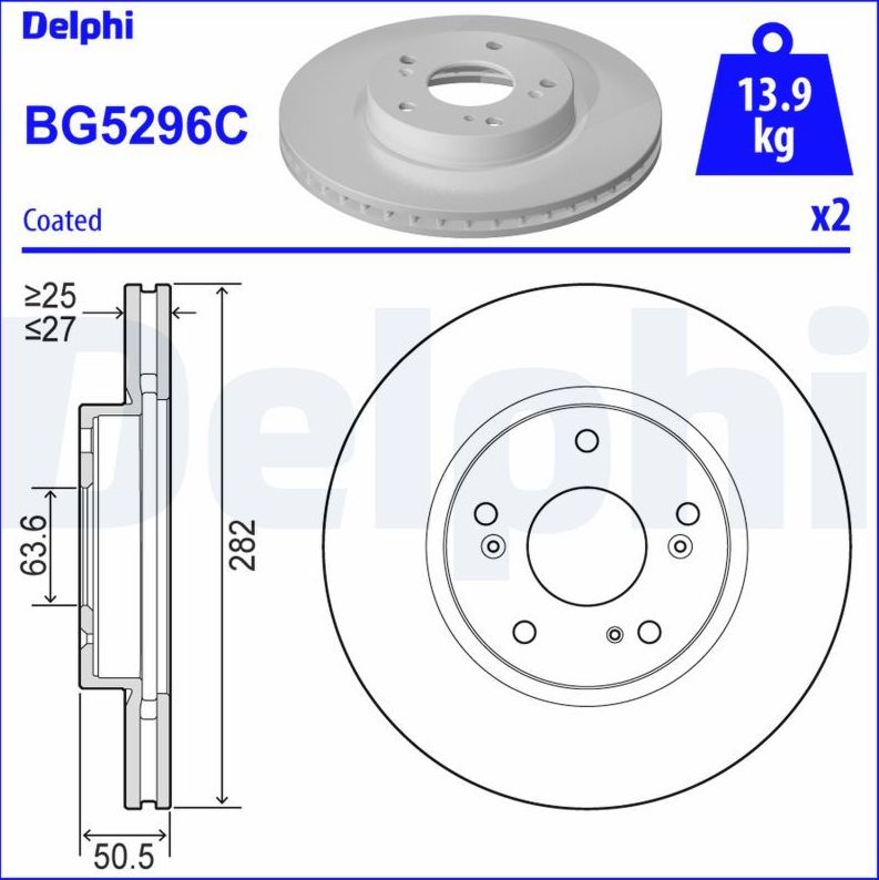 Тормозной диск Delphi. Артикул BG5296C
