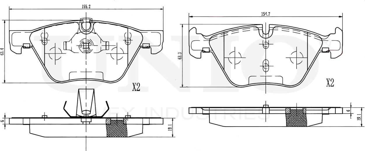 Колодки тормозные дисковые, комплект (Unio). Артикул BRP-20122