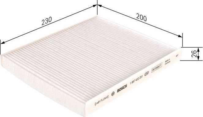 Салонный фильтр Bosch. Артикул 1 987 432 251