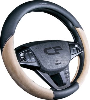 Оплётка на руль CarFashion Barcelona (размер M, экокожа, цвет ЧЕРНЫЙ/БЕЖЕВЫЙ). Артикул 31421