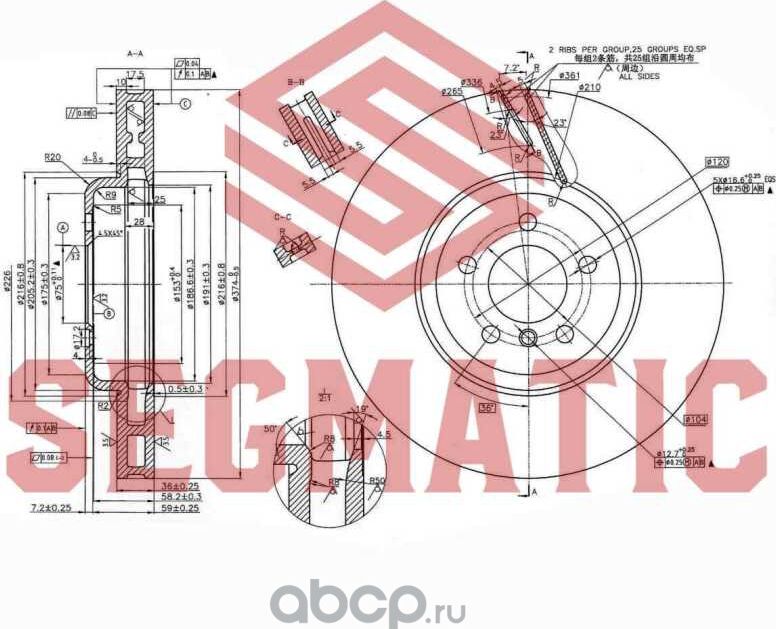 ДИСК ТОРМОЗНОЙ (Segmatic). Артикул SBD30093429