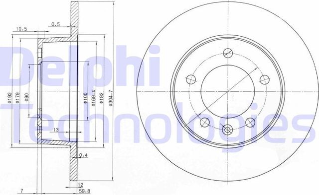 Тормозной диск Delphi задний для Renault Master II 1998-2010. Артикул BG3681