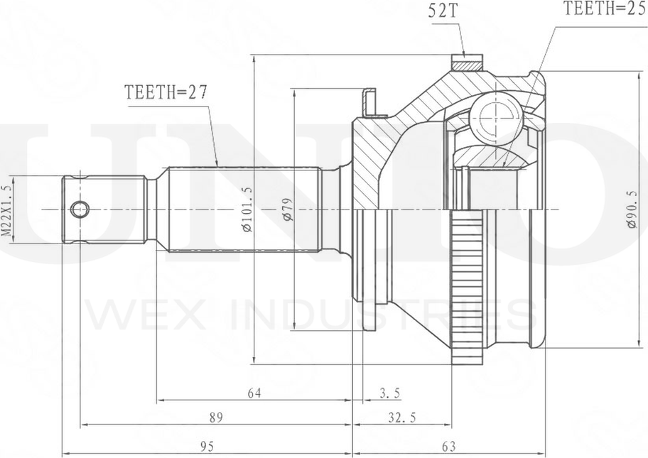 ШРУС наружный (Unio). Артикул CVJ-20175