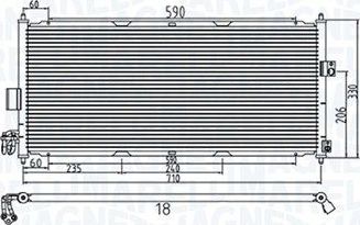 Радиатор кондиционера (конденсатор) Magneti Marelli для Nissan Primera P12 2002-2008. Артикул 350203958000