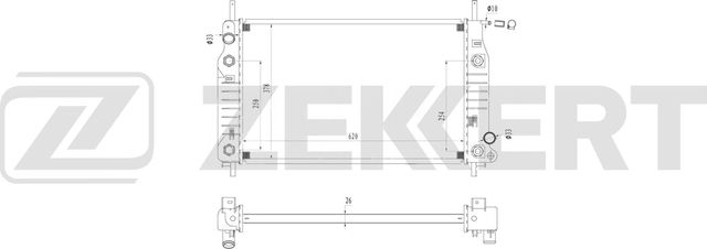 Радиатор охлаждения двигателя Zekkert (алюминий) для Ford Mondeo II 1996-2000. Артикул MK-1675