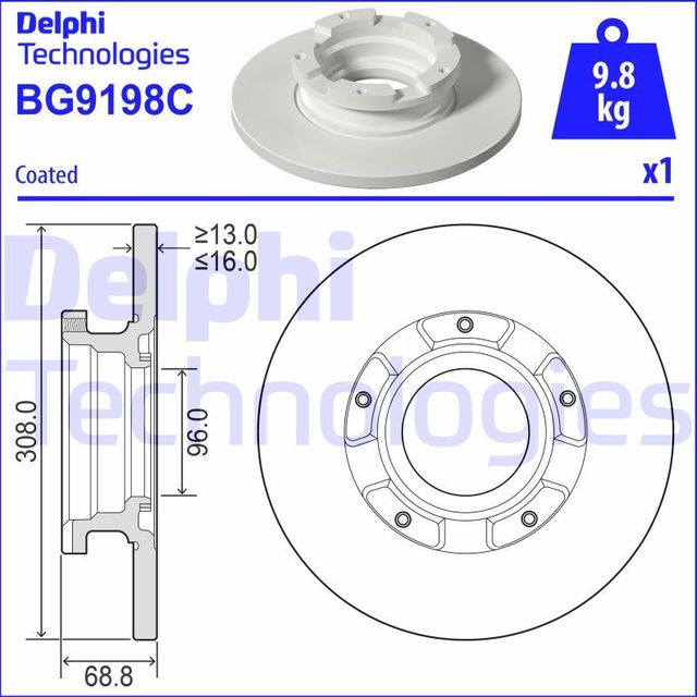 Тормозной диск Delphi. Артикул BG9198C