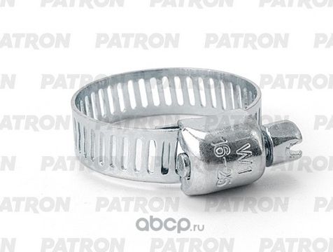 Хомут винтовой 16-25 мм American Type, ширина ленты 8 мм, W1 - оцинкованная сталь (Patron). Артикул PA016025