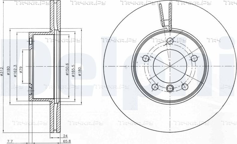 Тормозной диск Delphi для BMW 1 III (F40) 2011-2026. Артикул BG4172C