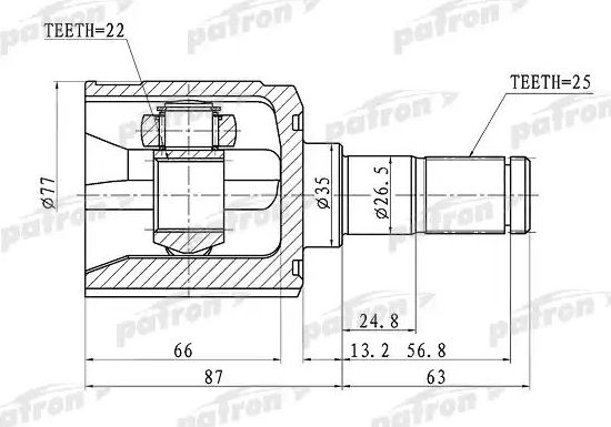 Шрус внутренний (граната) Patron. Артикул PCV1003