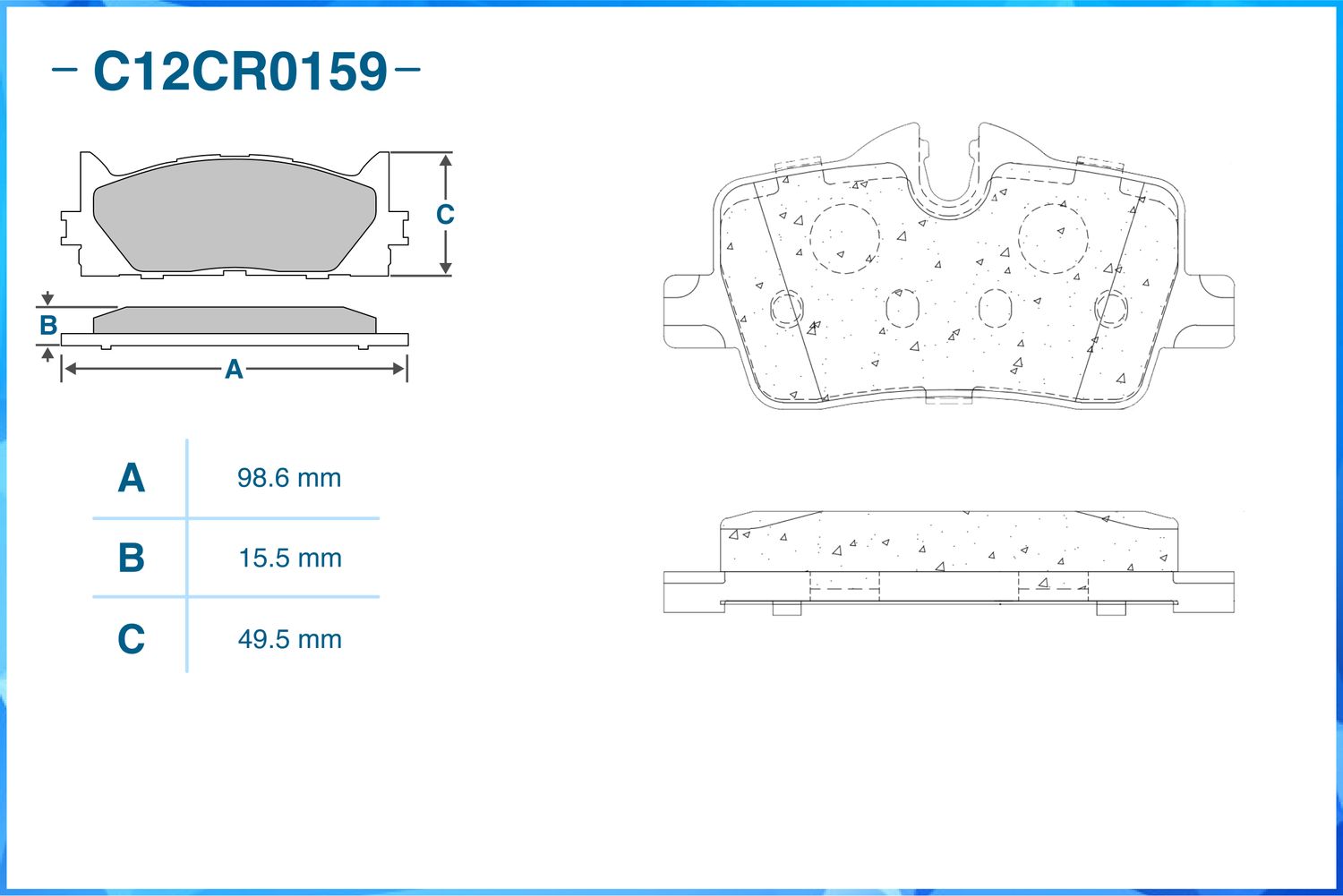 Тормозные колодки задние (Cworks). Артикул C12CR0159