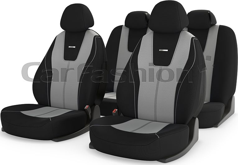 Чехлы универсальные CarFashion Douglasна сидения авто, цвет Светло-серый/Черный/Светло-серый. Артикул 22038