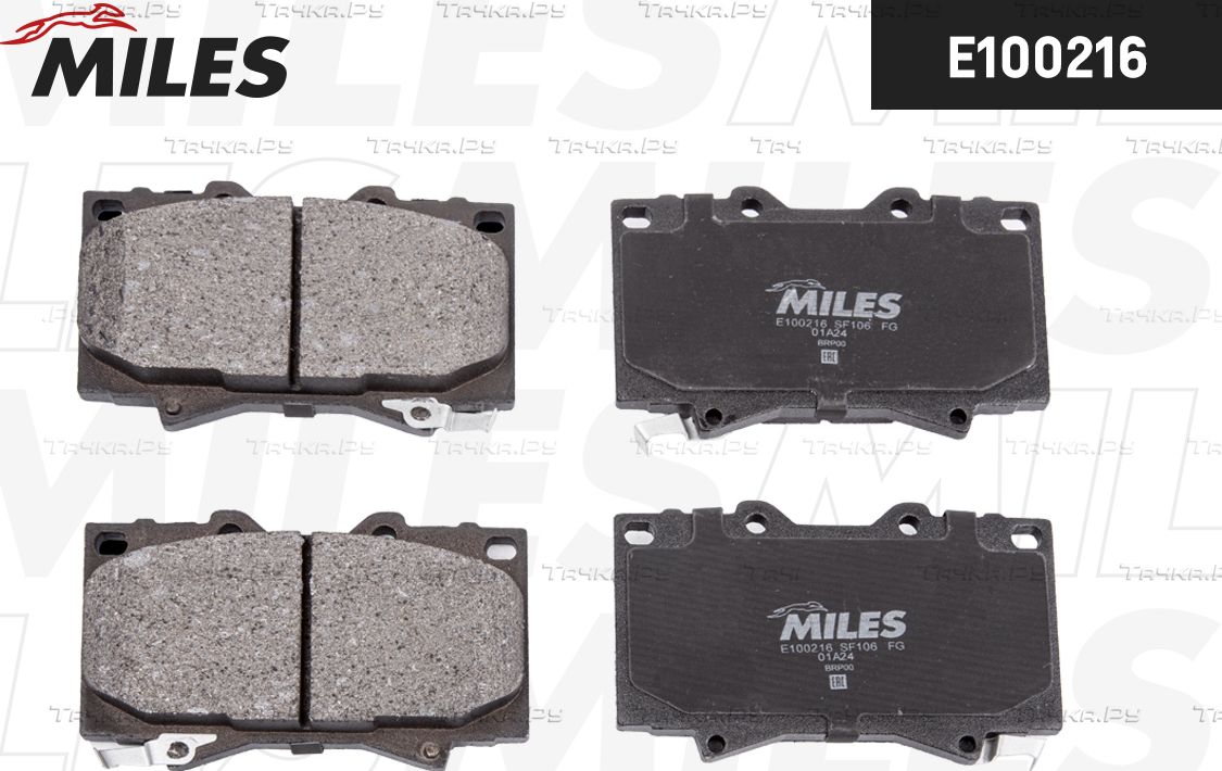 Тормозные колодки Miles (Semi-Metallic) передние для Lexus LX 470 1998-2008. Артикул E100216