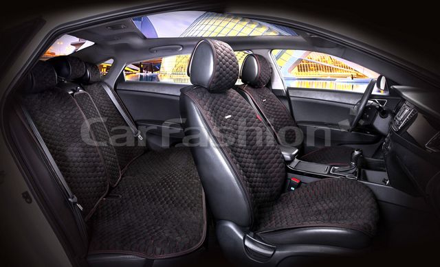 Комплект накидок универсальных CarFashion Capri Pro Plus для авто, цвет Черный/Черный/Красный. Артикул 22044