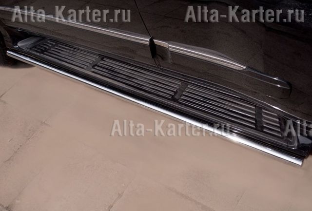 Защита порогов RusStal труба d42 (вариант 3) для Nissan Patrol Y61 1998-2003. Артикул PYT-0000993