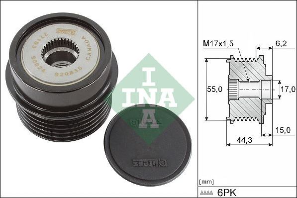 Муфта генератора обгонная Ina. Артикул 535 0231 10