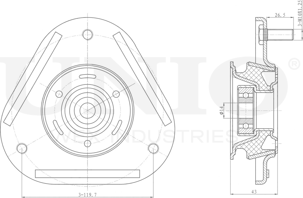 Опора амортизационной стойки (Unio). Артикул RMP-13117