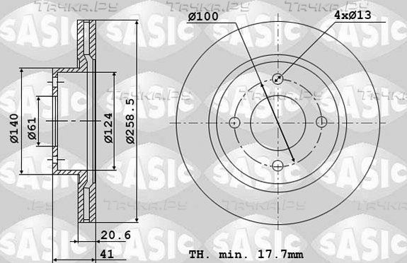 Тормозной диск Sasic передний для Renault Megane I 1996-2003. Артикул 4004268J