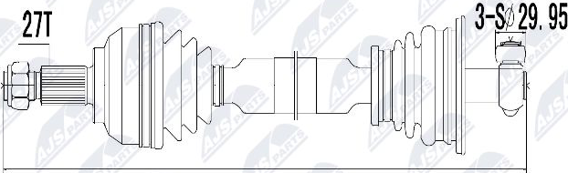 Полуось (привод в сборе, приводной вал) NTY. Артикул NPW-RE-003