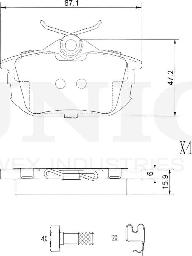 Колодки тормозные дисковые, комплект (Unio). Артикул BRP-20327
