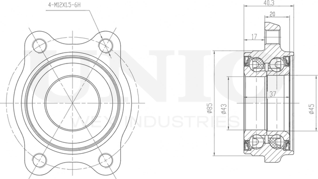 Ступица колеса с интегрированным подшипником (Unio). Артикул HUB-20039