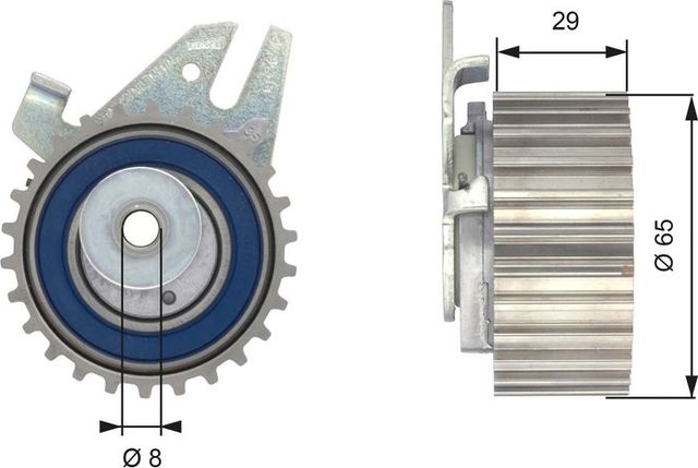 Натяжной ролик (натяжитель) ремня ГРМ Gates PowerGrip™ для Lancia Delta II (836) 1996-1998. Артикул T43043