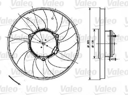 Вентилятор радиатора двигателя Valeo для Volkswagen Crafter I 2006-2016. Артикул 696083