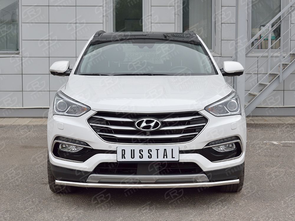 Защита RusStal переднего бампера d42 секция для Hyundai Santa Fe Premium III 2015-2026. Артикул HSFPZ-002440