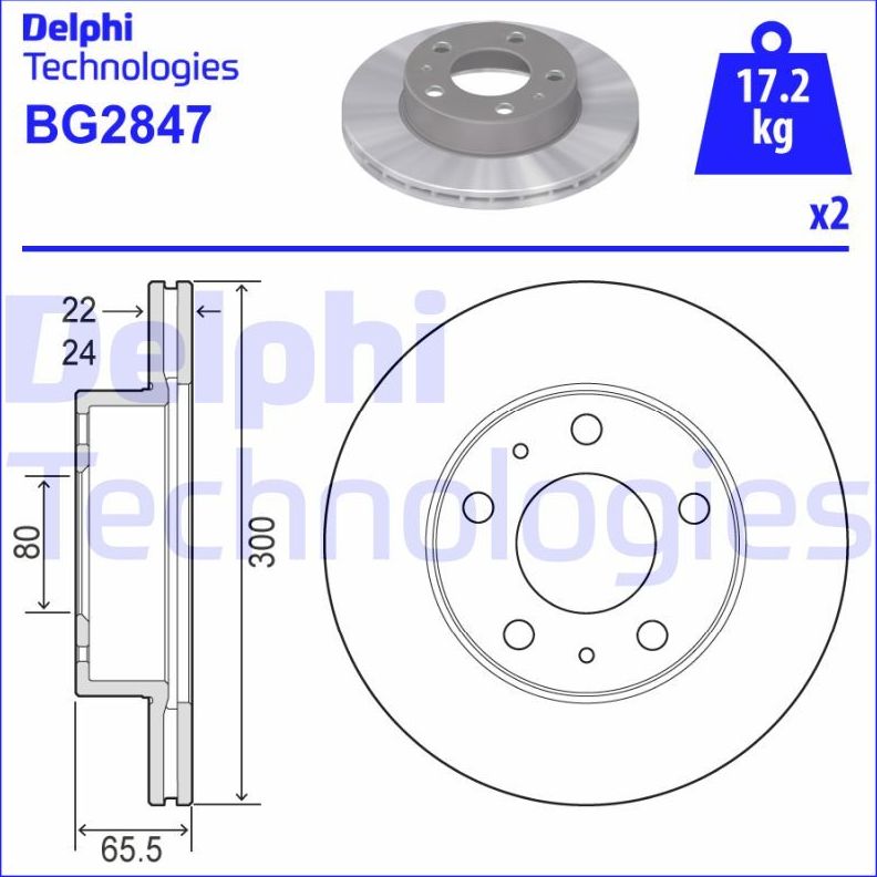 Тормозной диск Delphi. Артикул BG2847