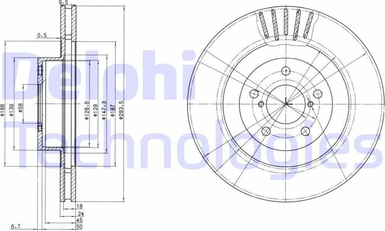 Тормозной диск Delphi. Артикул BG3413