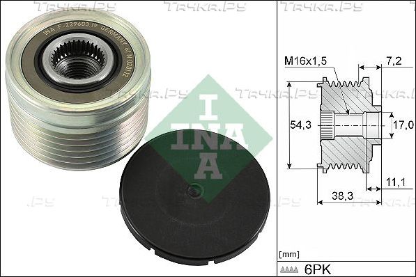 Муфта генератора обгонная Ina для Ford Fiesta V 2001-2010. Артикул 535 0039 10