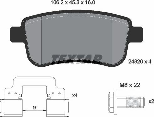 Тормозные колодки Textar Q+ задние для Renault Fluence I 2010-2017. Артикул 2482001