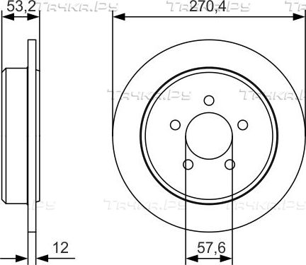 Тормозной диск Bosch задний для Chrysler PT Cruiser 2004-2010. Артикул 0 986 479 A80